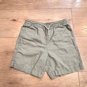 Janie and Jack Boys Olive Green Cotton Linen Blend Shorts Size 7 Pull On‎